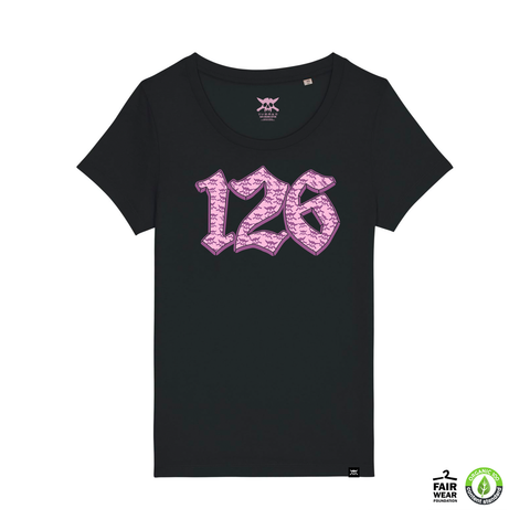 126 Pattern Girlie T-Shirt (Black/Organic Cotton)