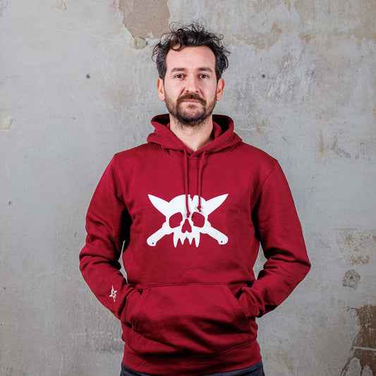 Skull logo Spring/Fall Edition Burgundy Hoodie (Fair Trade/Organic Cotton)