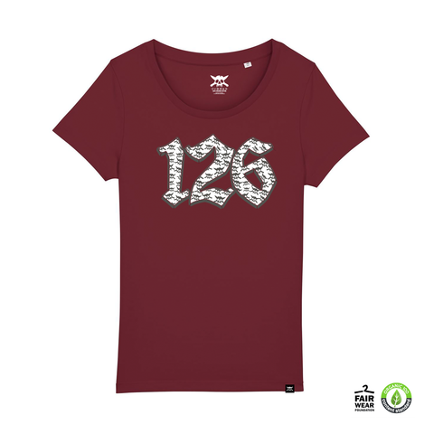 126 Pattern Girlie T-Shirt (Burgundy/Organic Cotton)