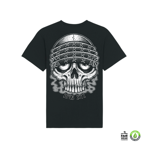 Bandana Skull V2.0 T-Shirt (Pure Black/Organic Cotton)