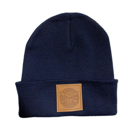 10 Year Anniversary Eco Leather Patch Beanie  (French Navy)