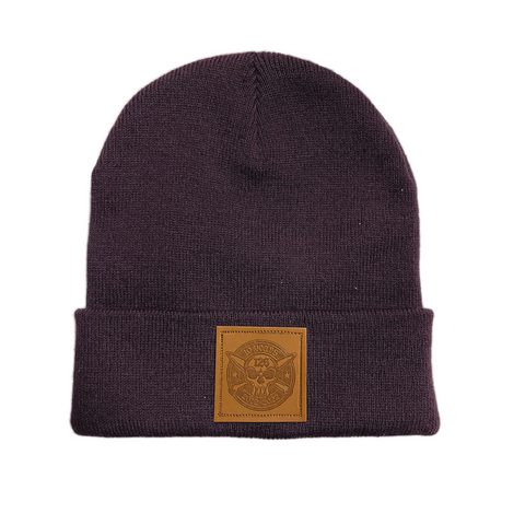 10 Year Anniversary Eco Leather Patch Beanie  (Plum)