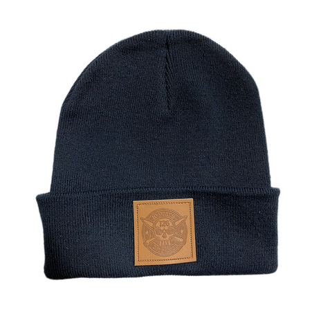 10 Year Anniversary Eco Leather Patch Beanie  (Oxford Navy)