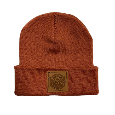 10 Year Anniversary Eco Leather Patch Beanie  (Rust)