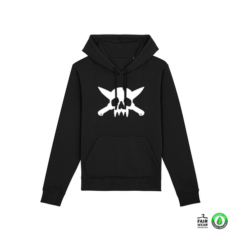 Skull logo Spring/Fall Edition Black Hoodie (Fair Trade - Organic Cotton)