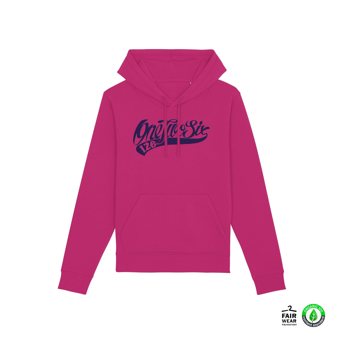 Baseball logo Spring/Fall Edition Hoodie (Raspberry/Fair Trade/Organic Cotton)
